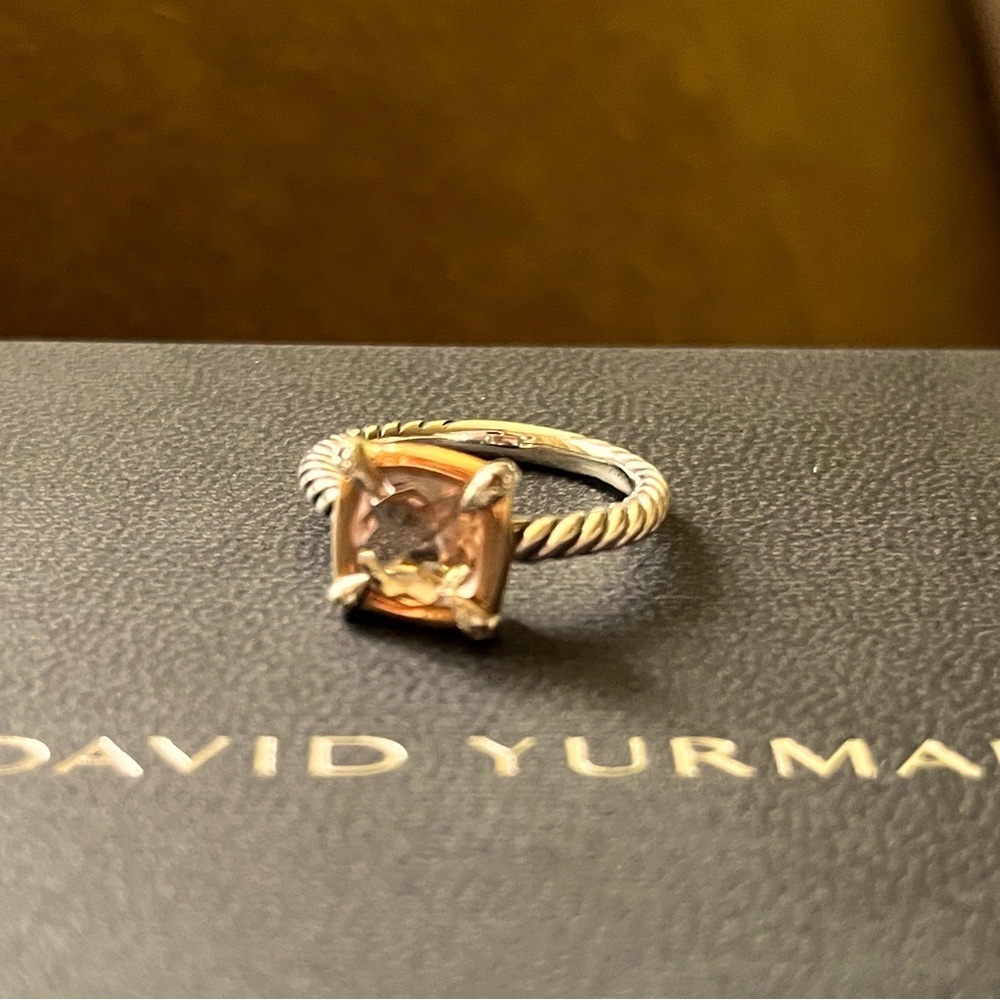 David Yurman 18K Rose Gold Diamond Morganite Chatelaine Ring